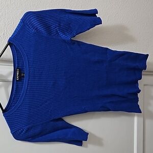 Express Crew Neck Ribbed Short Sleeve Sweater